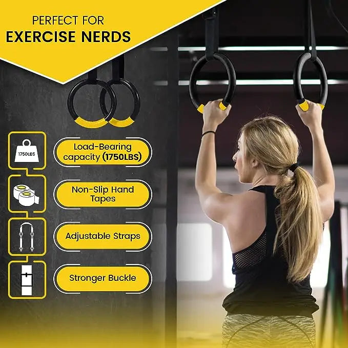 Gymnastic Rings with 1.2 m Adjustable Straps