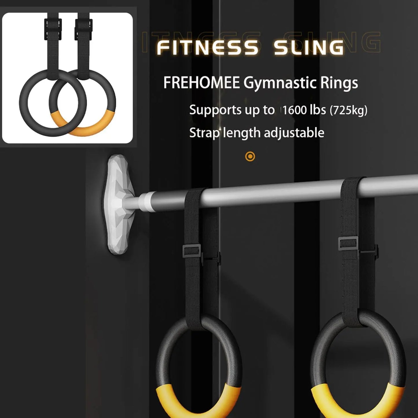 Gymnastic Rings with 1.2 m Adjustable Straps