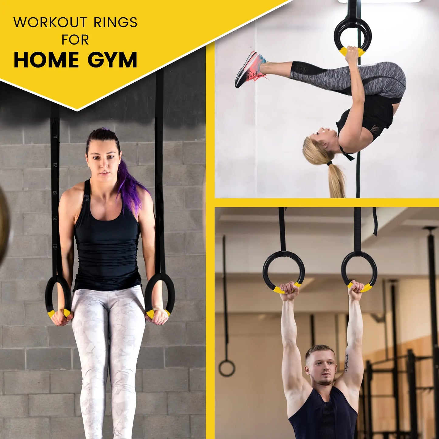 Gymnastic Rings with 1.2 m Adjustable Straps