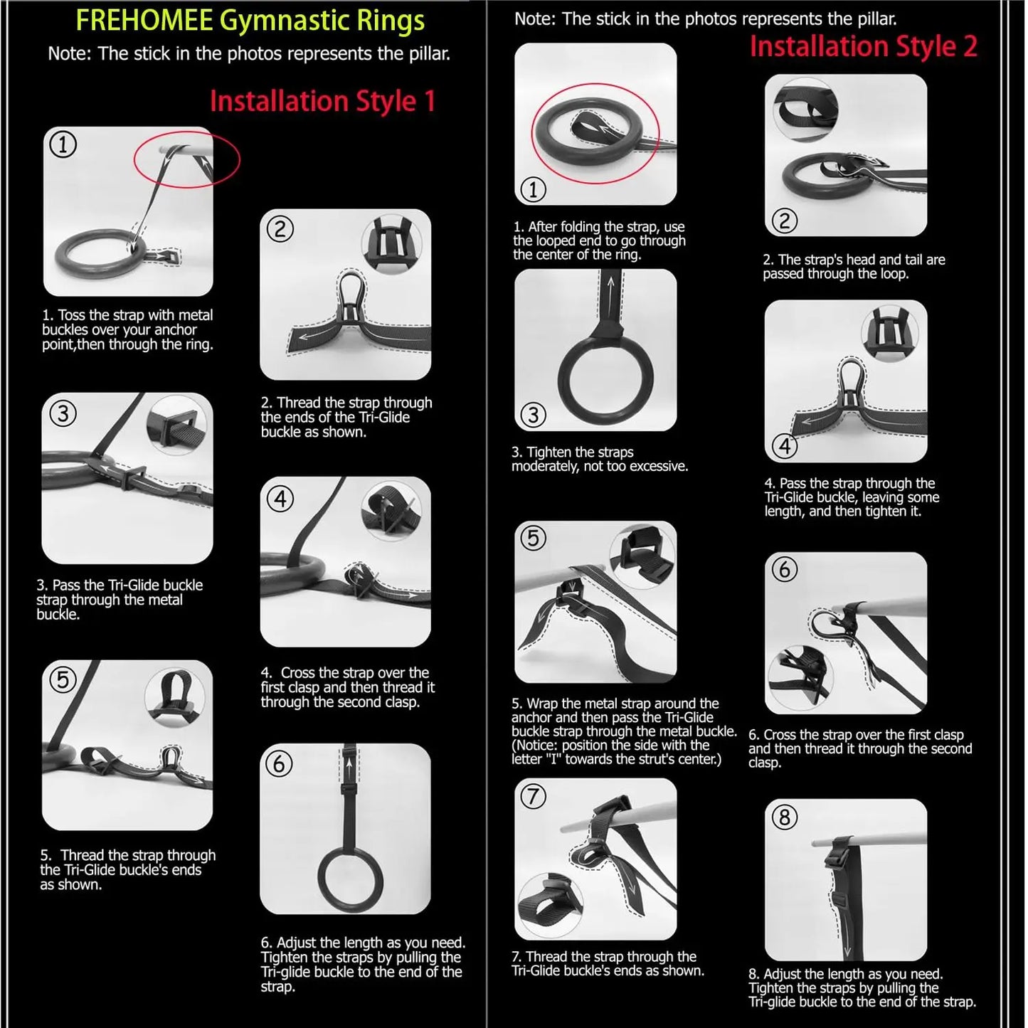 Gymnastic Rings with 1.2 m Adjustable Straps