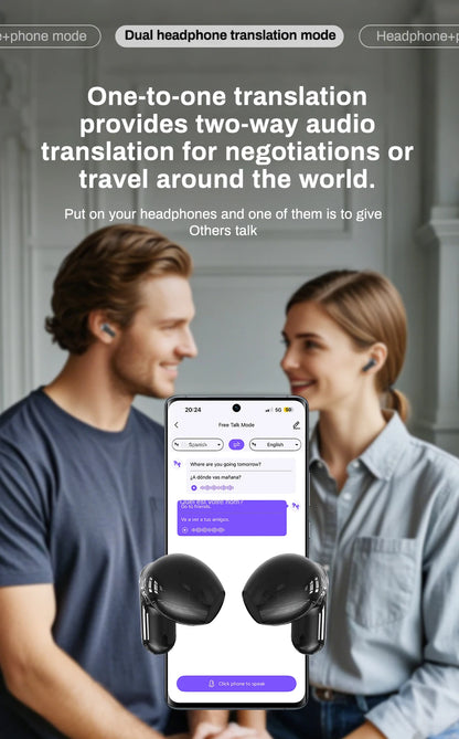 Bluetooth V6.0 Earphones AI Translator